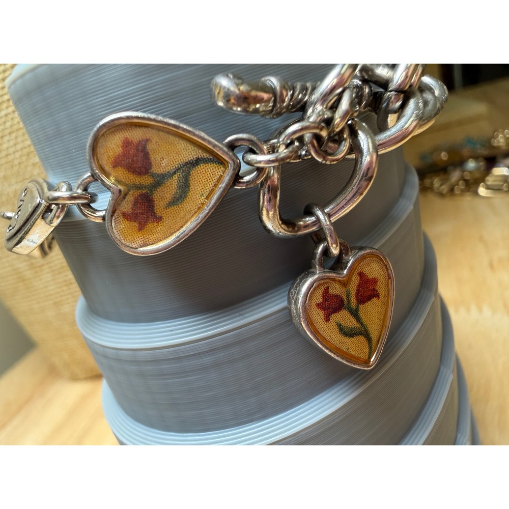 Brighton Silver Floral Heart Link Bracelet Watch Piccadilly Needs Batteries - Picture 12 of 15